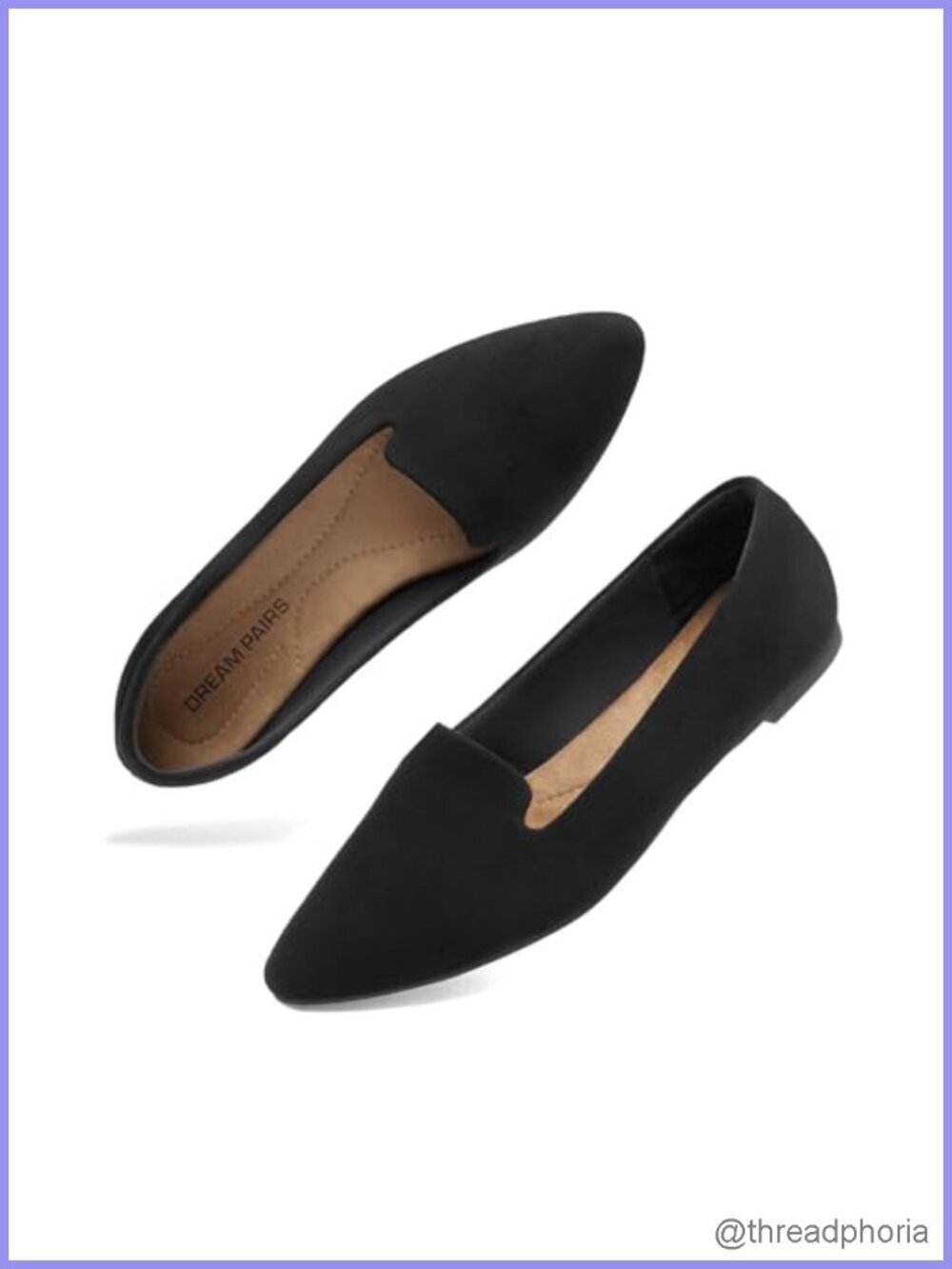 Dream Pairs Women's Pointed Toe Slip-On Dressy Flat Shoes for Office Work